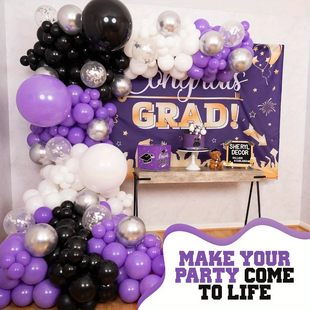 131 Pcs Graduation Season Balloon Sets, Suitable for Birthday Backgrounds Anniversaries Graduation Ceremonies Summer Parties