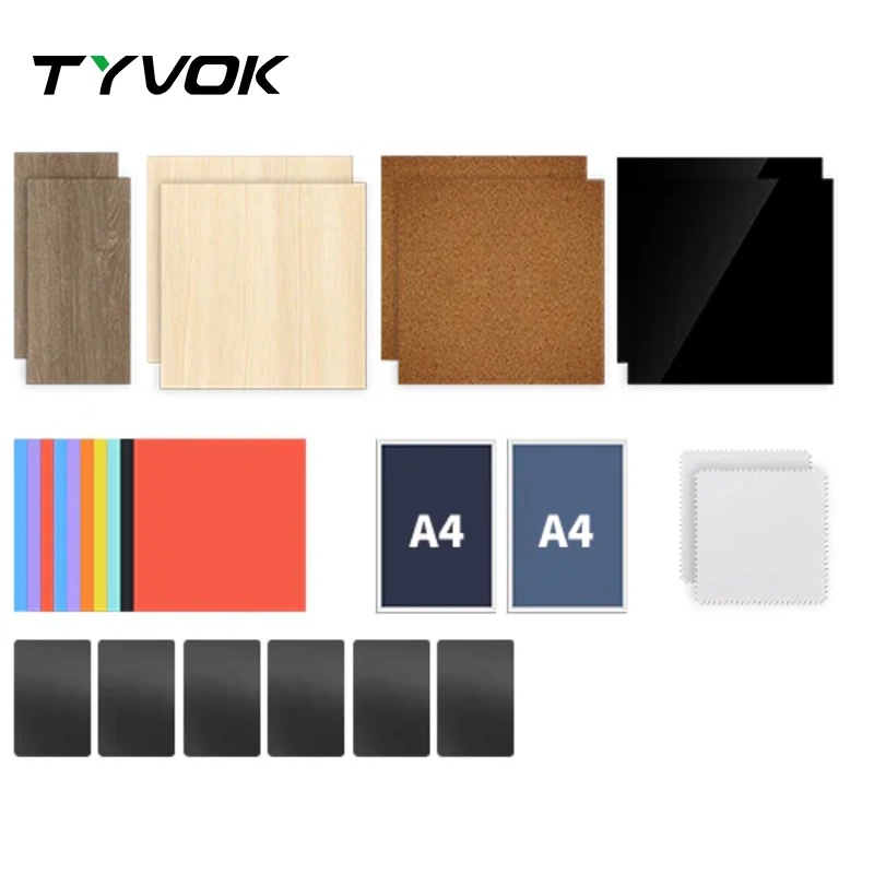 Tyvok Laser Engraver Color Auxiliary Paper metal Engraver Card Wood Metal Plate Acrylic Paper Laser Cutting Machine Material Kit