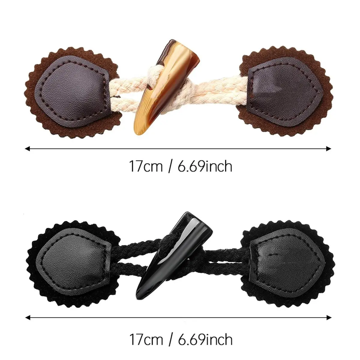 8 Sets PU Leather Sew-on Toggles Closures Vintage Sew-on Toggles with Resin Horn Buttons Sewing Accessories