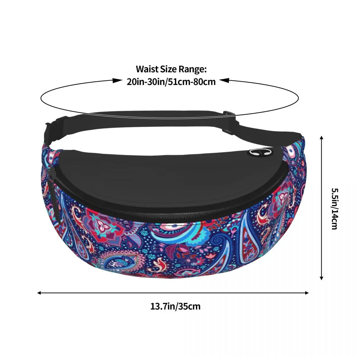 Colorful Paisley Pattern Fanny Pack for Men Women Fashion Bohemian Flowers Crossbody Waist Bag Cycling Camping Phone Money Pouch