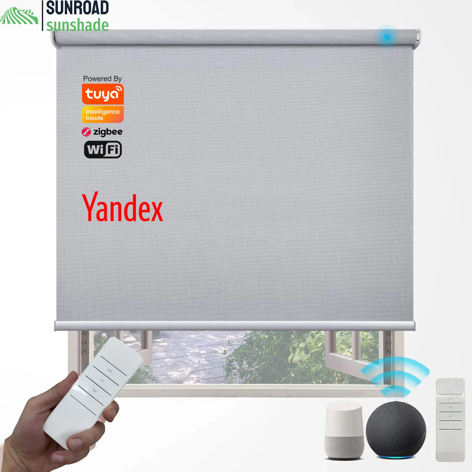 Smart Home Tuya Wifi Electric Roller Blinds for Home Gray Cream Color App Control Remote Control