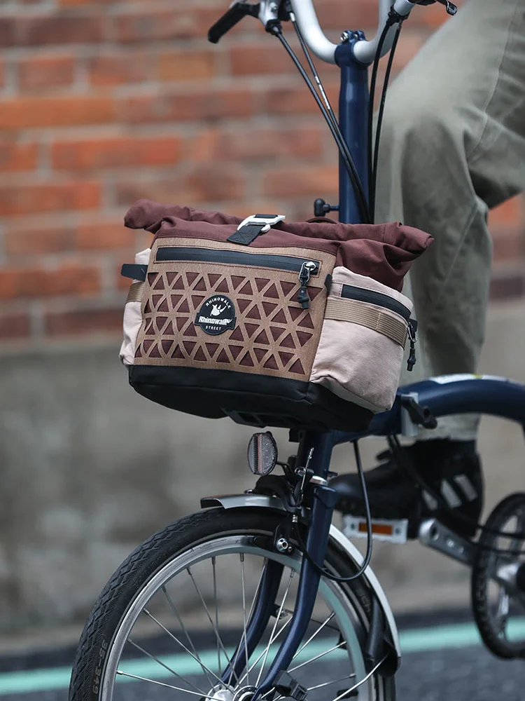 AliExpress Rhinowalk Bike Handlebar Bag 6.5L Cycling Front Quick Release Urban Basket Storage Bag Shouler Bag For Brompton Folding Bike