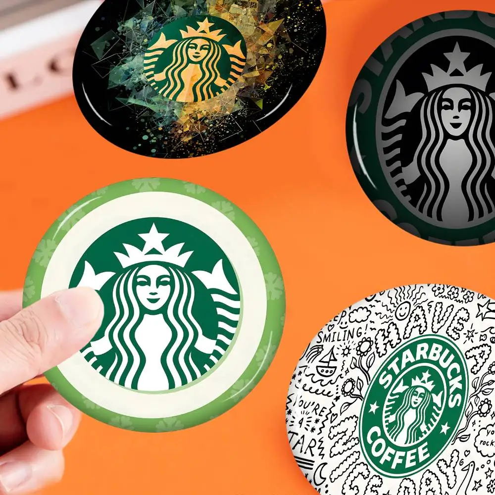 Cool S-Starbucks LOGO 32/44/58mm Round Cartoon Brooches Handmade Pins For Backpack Jewelry Accessories Gifts Creative Badge