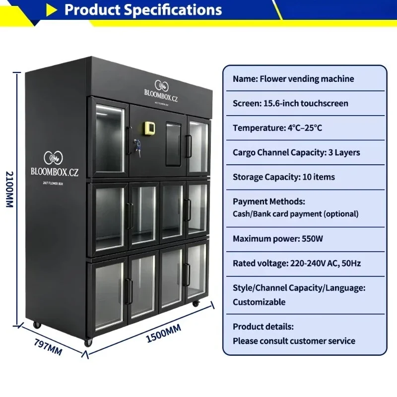 OEM ODM Support Available Fresh Flower Vending Machine for Unmanned Smart Retail Shop Multi-temperature Zone