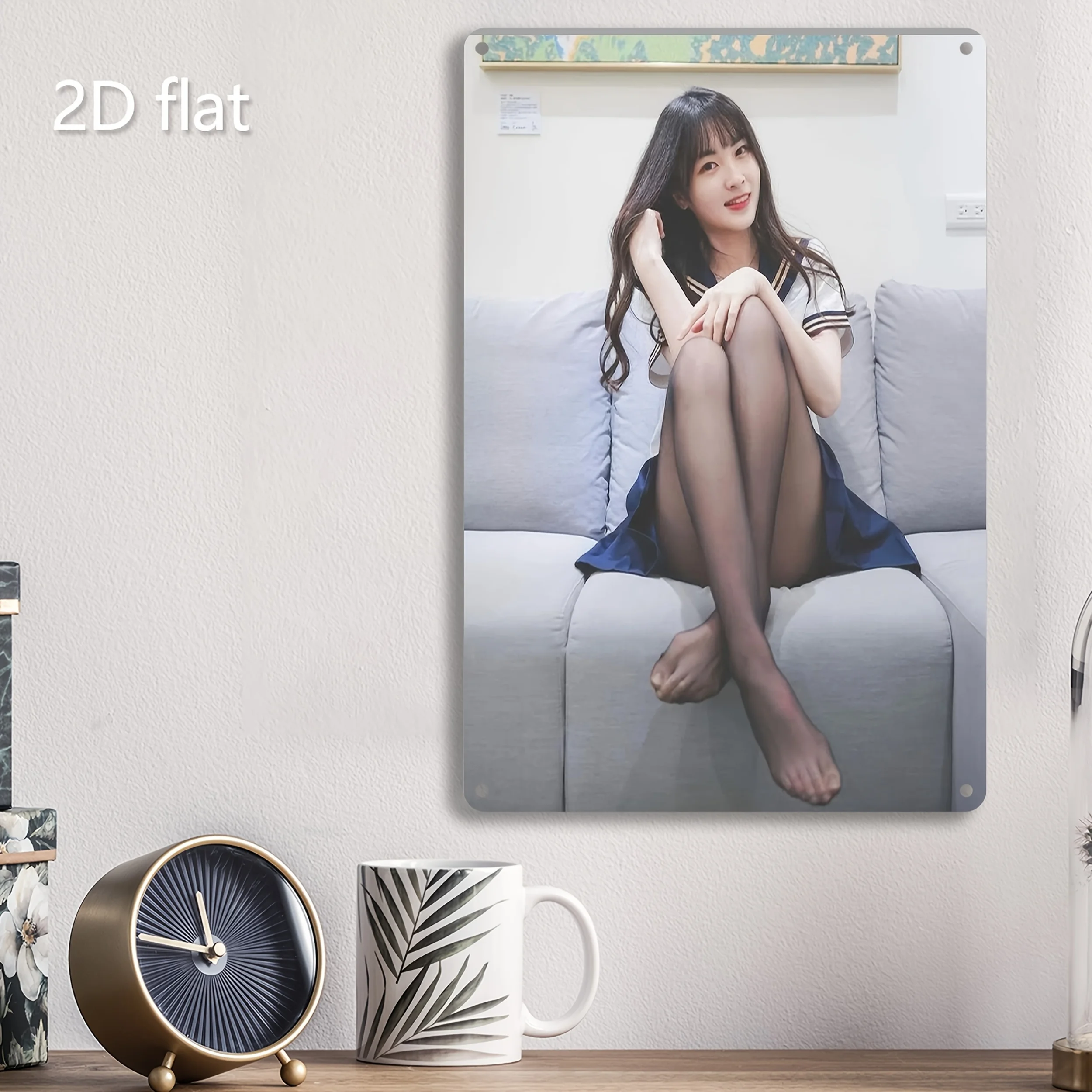 Young Lady Relaxing Iron Metal Wall Art - Weather-Resistant Iron Plaque with Pre-Drilled Holes, ,