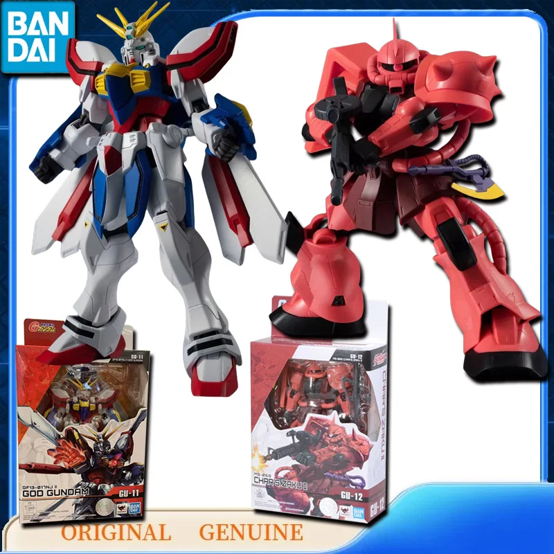 Bandai Original Genuine GF13-017NJ 2 GOD GUNDAM GU-11 MS-06S CHAR/S ZAKU 2 GU-12 Anime Action Figures Toys Gift Model Ornaments