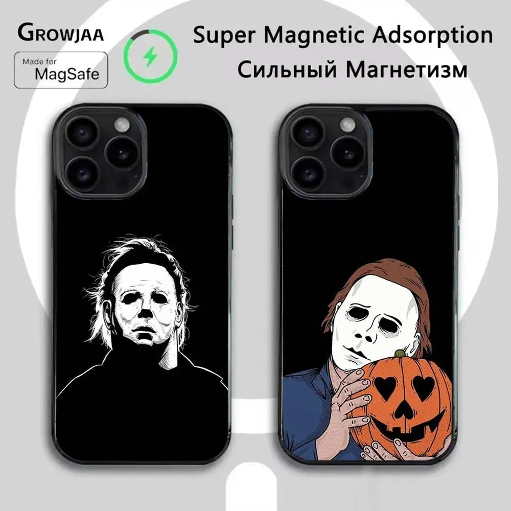 

Чехол для телефона Halloween M-Michael M-Myers для iPhone 16e, 16, 15,14,13,12,11, Plus, Pro, Max, Mini Magsafe с магнитной беспроводной зарядкой