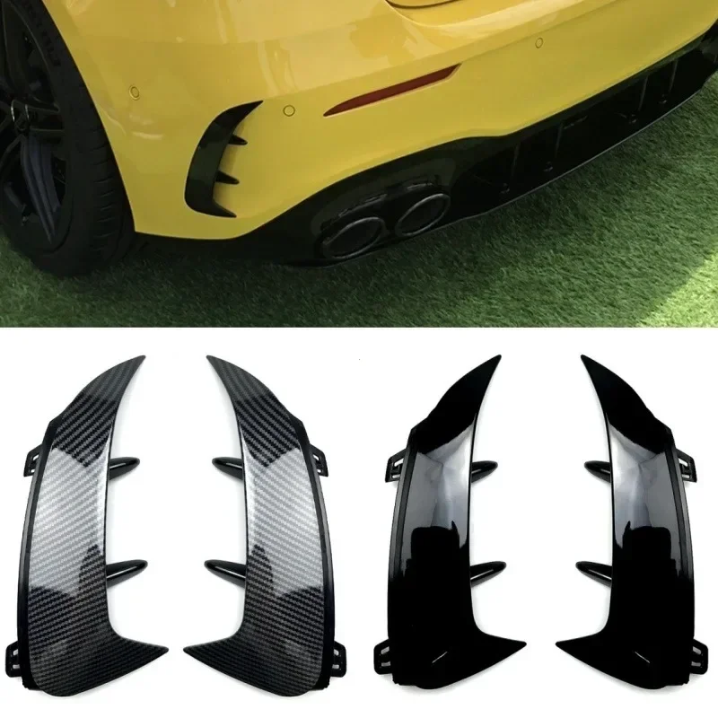 Rear Bumper Trim Lip Spoiler Stickers Fender Canards Black For Mercedes Benz A Class W177 A180 A200 A220 AMG Hatchback 2018-2023