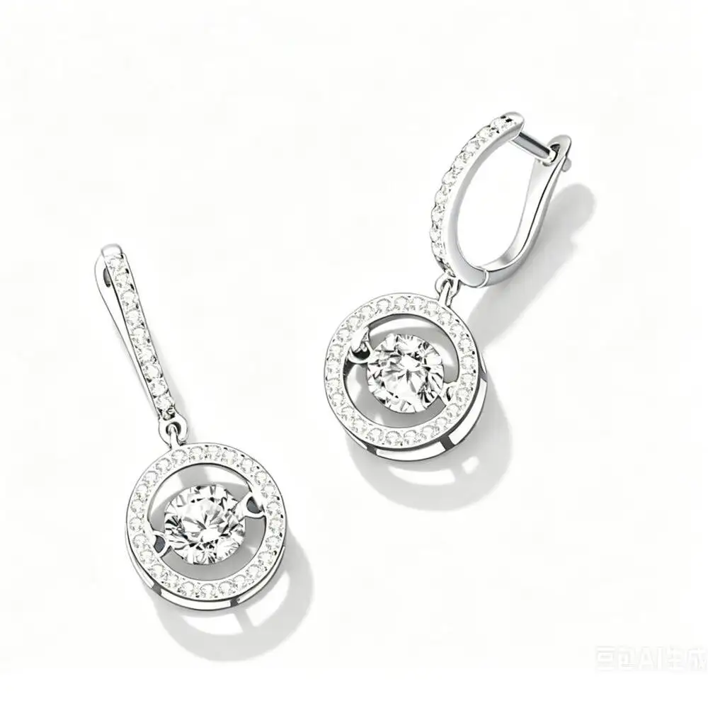 925 Sterling Silver Long Bar Double Halo Dangle Earrings Multi Color D VVS1 Moissanite Statement Fine Jewelry For Women
