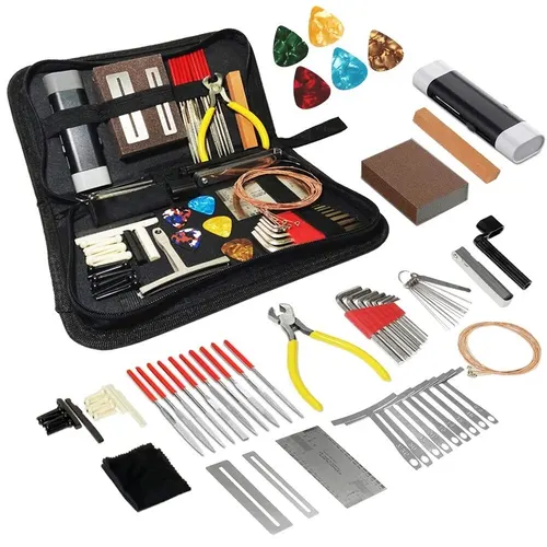 Imagen 1 del producto Miwayer 25/45/72 Kit de herramientas de reparación de guitarra Kit de configuración con bolsa de transporte Regalo perfecto para entusiastas de música o instrumentos de cuerda