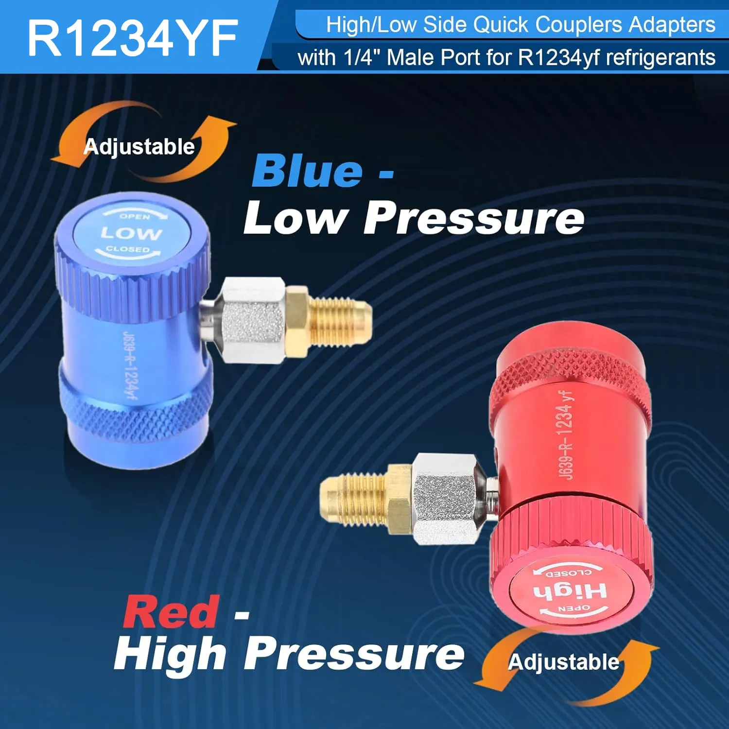 R1234yf Freon H/L Auto Car Quick Coupler Connector Adapters For Air Conditioning Refrigerant Adjustable Manifold Gauge Set
