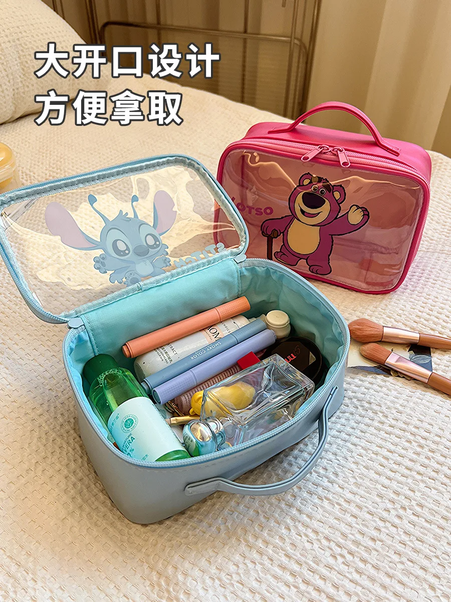 Neue Stich Kosmetik Tasche Cartoon Tragbare Handtasche Transparente Tasche Make-Up Tasche Große Kapazität Reise Veranstalter