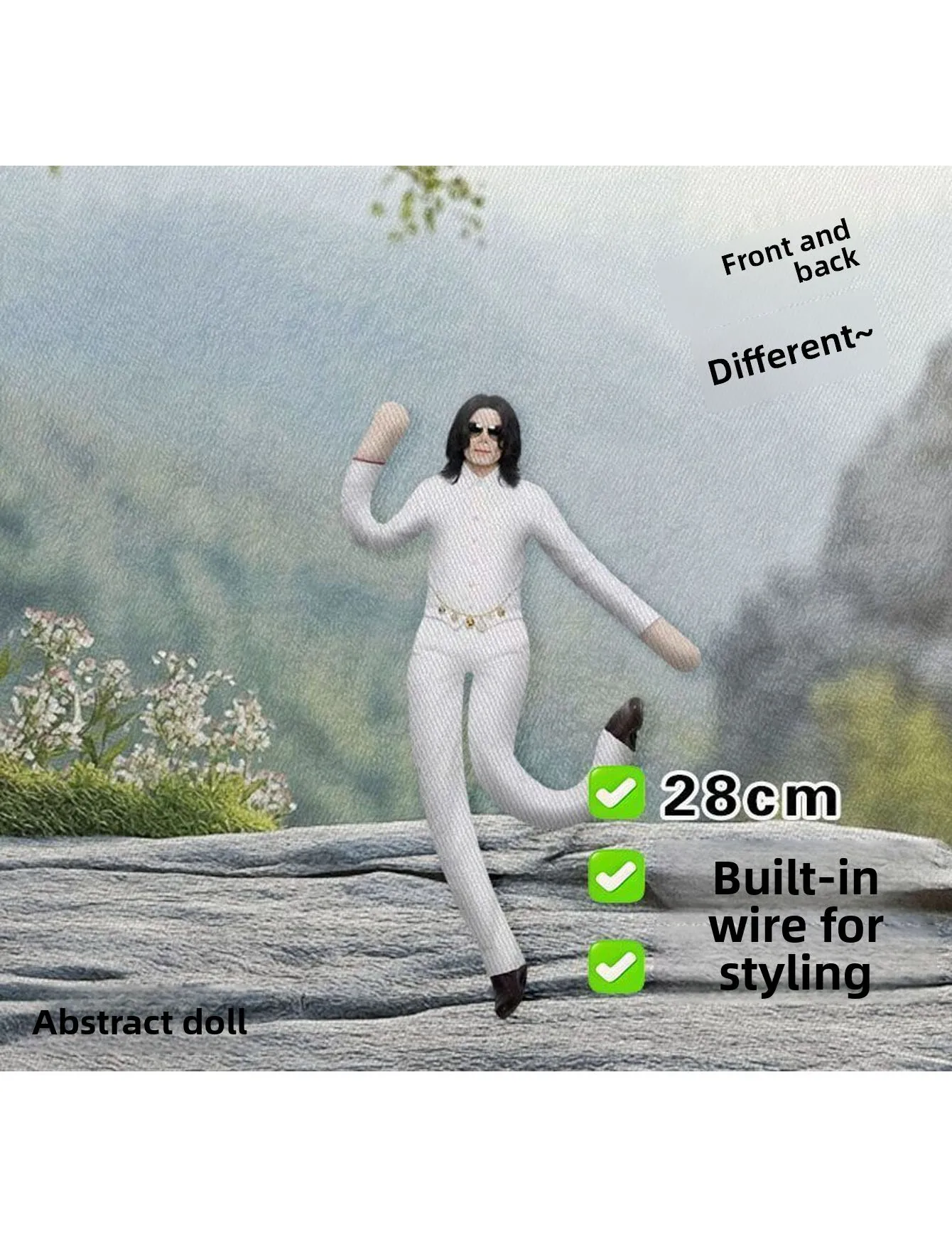 MJ Mouse Dry Abstract Human Doll 28cm PP Cotton Built in Iron Wire Free Shaping Funny Abstract Desktop Creative Gift
