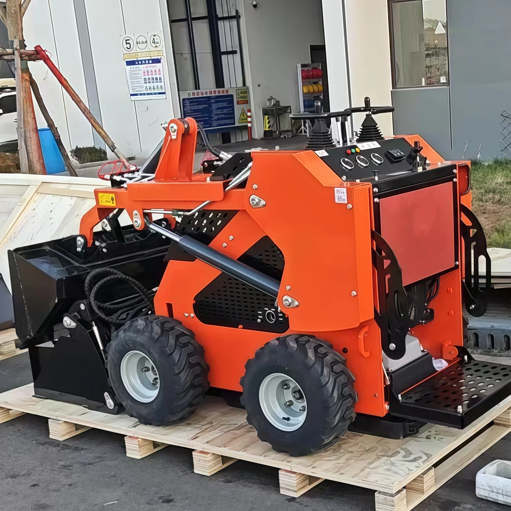 China Skid Steer Loader Walk Behind Crawler Mini Skid Steer Loader Brush Cutter with Track