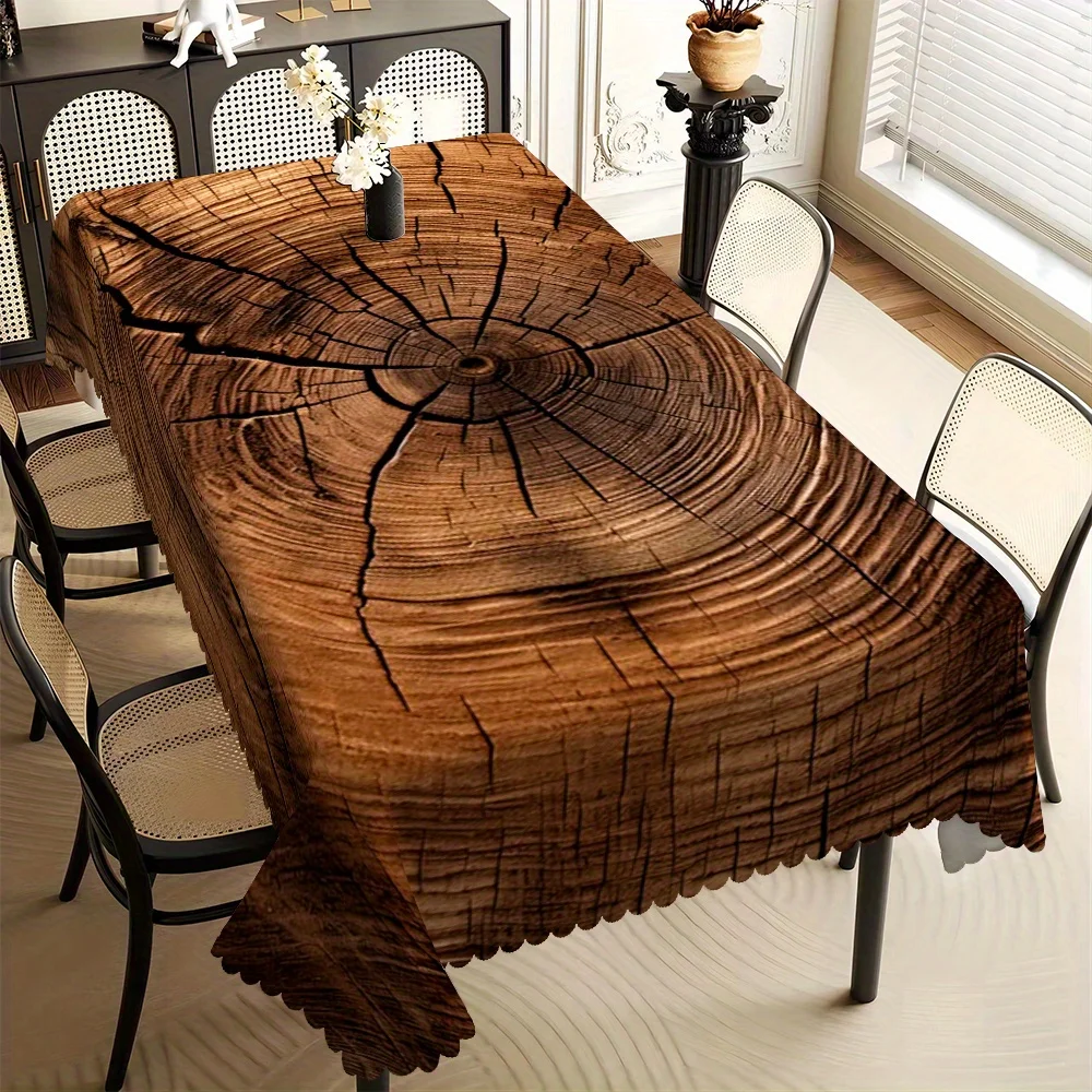 JIT, 1pc Vintage and Deteriorated Ring Texture Rectangular Tablecloth, Polyester Fiber