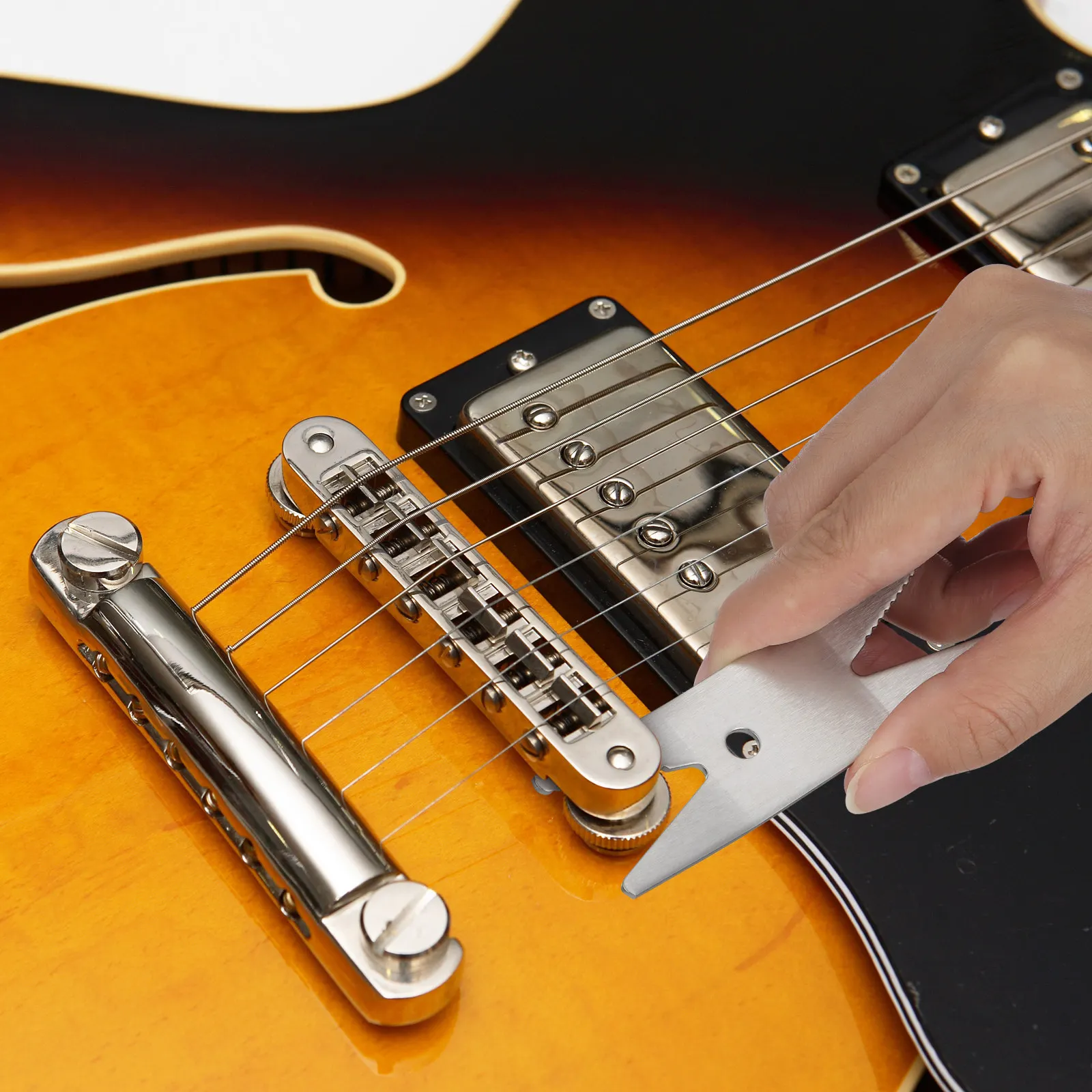 

Guitar Bass Multi-Spanner Wrench Tool Silver Metal Dual-Function Tighten Loosen Switch Tuners Control Knobs Guitar
