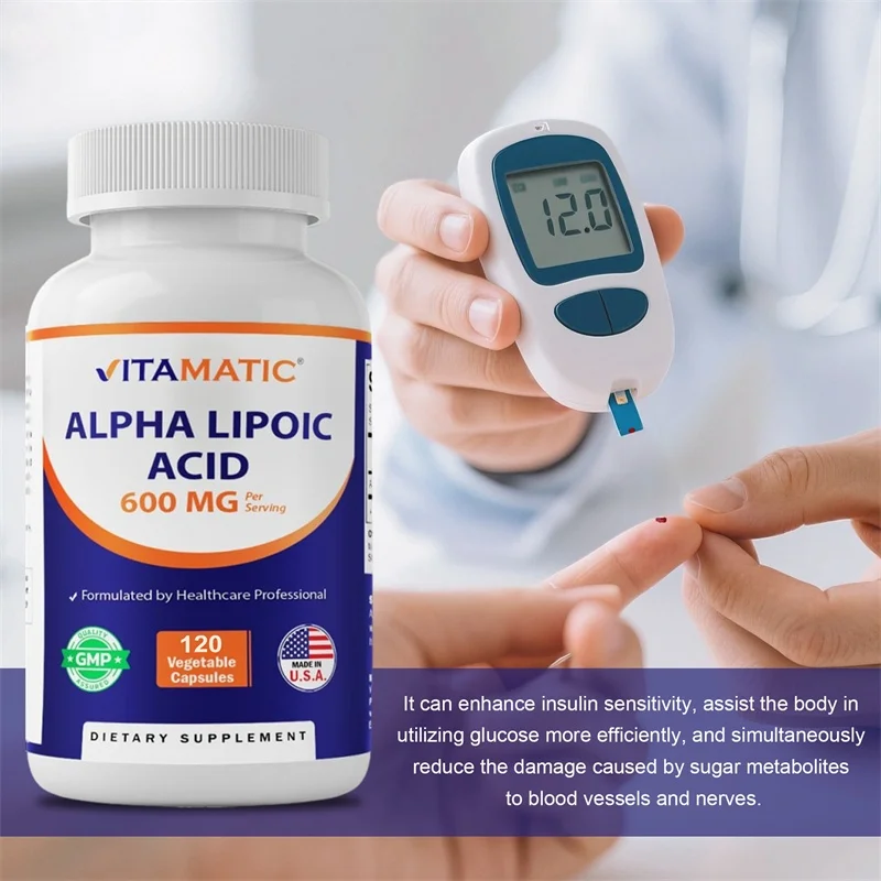 Alpha Lipoic Acid Capsules - Antioxidant, Helps with Healthy Aging and Promotes Skin Elasticity, Supporting Cellular Energy