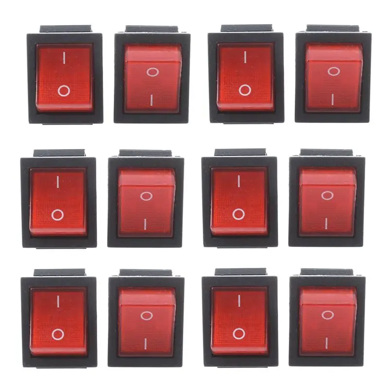 

ABMS-16A/250 В переменного тока, 20 А/125 В переменного тока, красный индикатор, 4-контактный кулисный переключатель ВКЛ/ВЫКЛ DPST, 12 шт.