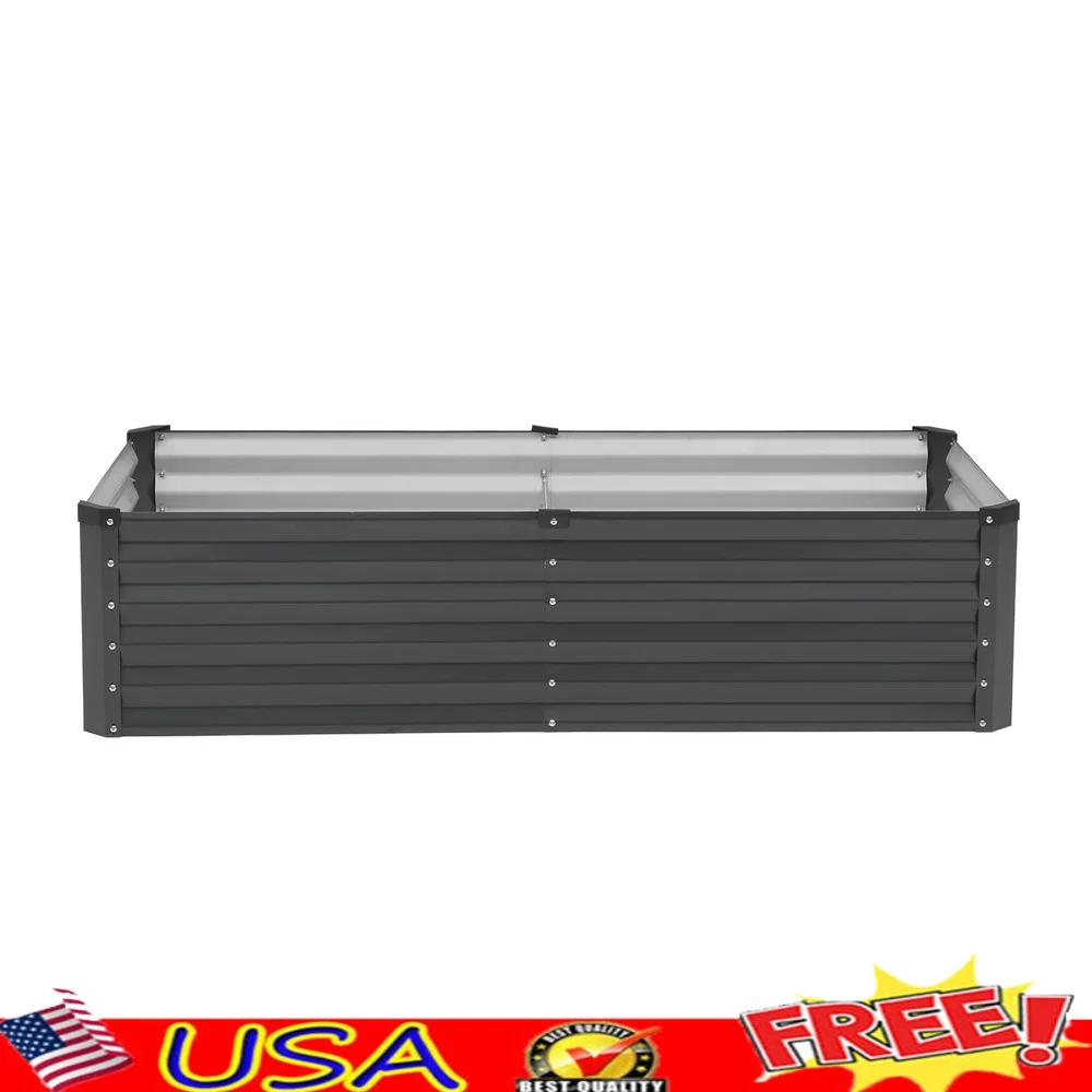 

Galvanized Metal Raised Garden Bed 6x3x1.5ft Outdoor Planter Box Durable Rust Resistant Easy Assembly Large Planting Space