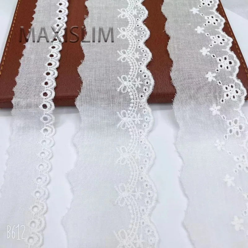Ready Stock Supply white Cotton Fabric Embroidered Lace Ruffles Lolita Pajama Hem Skirt Edge Garment Accessory