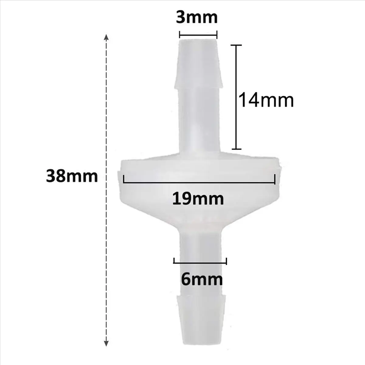 8 Pcs 1/4Inch Check Valve 6mm PVDF One Way Valve Inline Check Valve Non Return Check Valve for Fuel Gas Liquid Air-AT48
