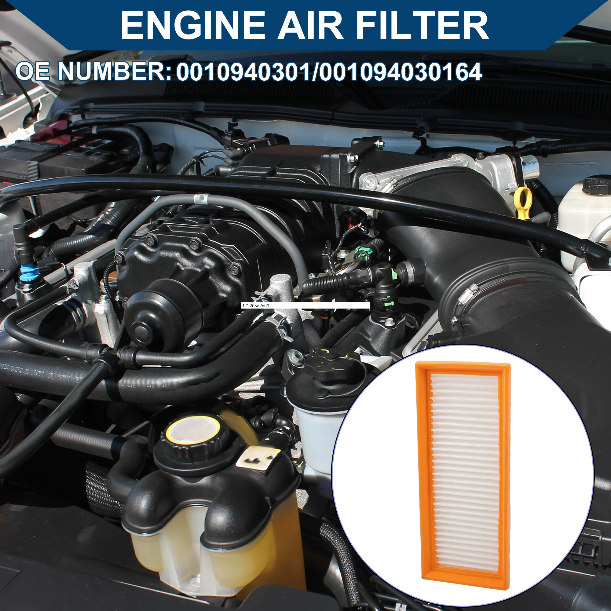 

X Autohaux Car Engine Air Filter No.0010940301/001094030164 for Smart Fortwo 2008-2015 L3 1.3L Filter Element Air Cleaner 1 Pcs