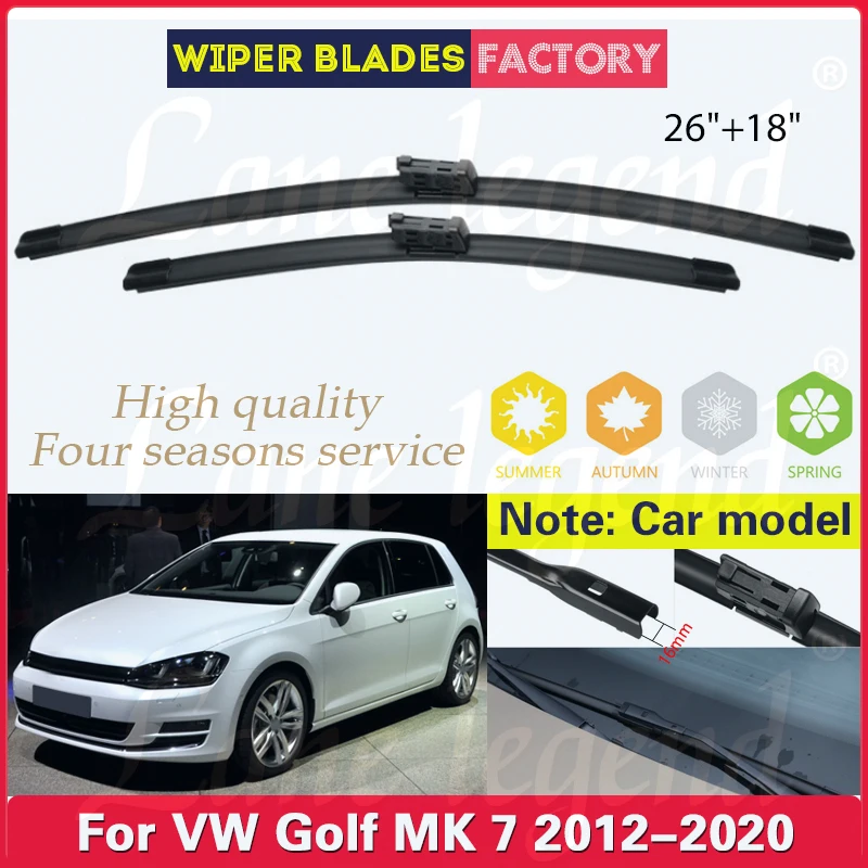 2PCS Car Wiper For VW Golf MK 7 2012 - 2020 Front Windshield Windscreen Wiper Blade Rubber Car Accessories 2017 2018 2019 26