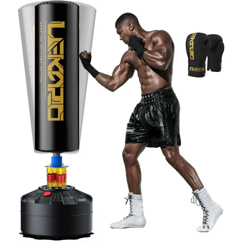 Saco de boxeo independiente con guantes de boxeo, saco de boxeo pesado con soporte para niños adultos, saco de kickboxing de pie