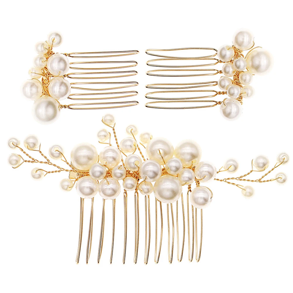 

Pearl Hair Combs Set Decorative Wedding Accessories Stylish Vintage Pearl Side Combs Women Fine Hair Hanfu Jewelry Banquet