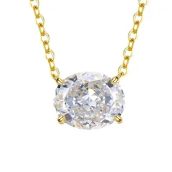 925 Sterling Silver Crushed Ice Cut 4 CT High Carbon Diamond Gemstone 18K Gold Plated Pendant Necklace Fine Jewelry