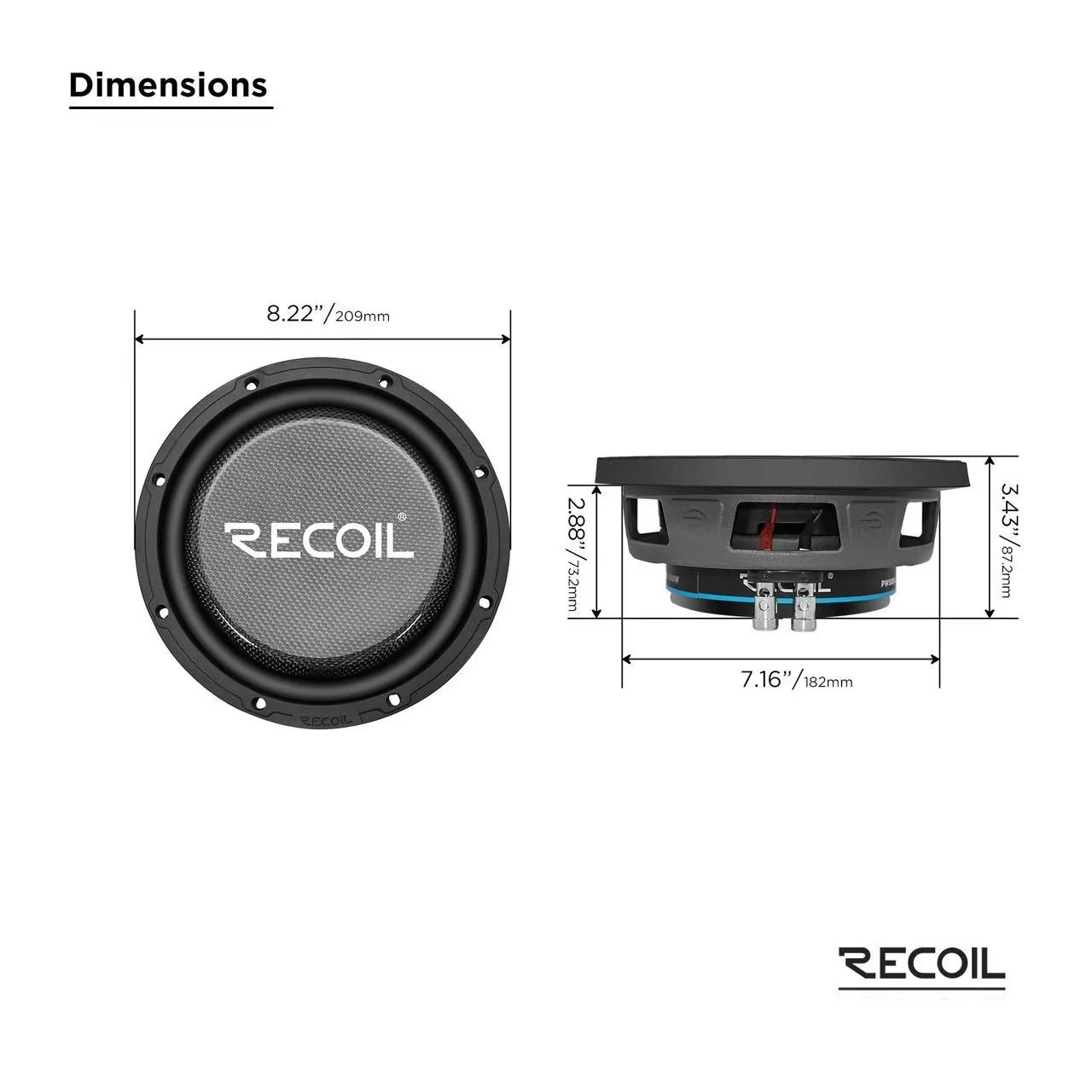 RECOL 500W 8' Dual Voice Coii Shallow Car Woofer 4 Euro 8 Multiple Switching Super Shock Bass Effects Stage DJ Car Stereo view 3