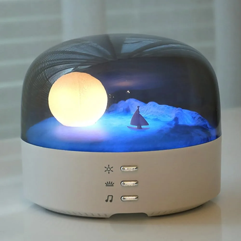 Moon Night light Music Wireless Speaker Lamp Type-C Rechargeable Brightness Adjustable  2 Mode ldeal Bedroom Mood light and Gift