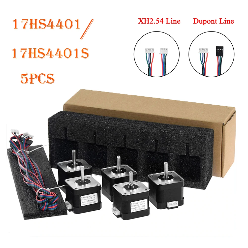 5pcs 3D Printer Nema17 Stepper Motor 42 Motor Nema 17 Motor 42BYGH 1.5A 17HS4401 17HS4401S Motor 4-lead for 3D Printer CNC XYZ