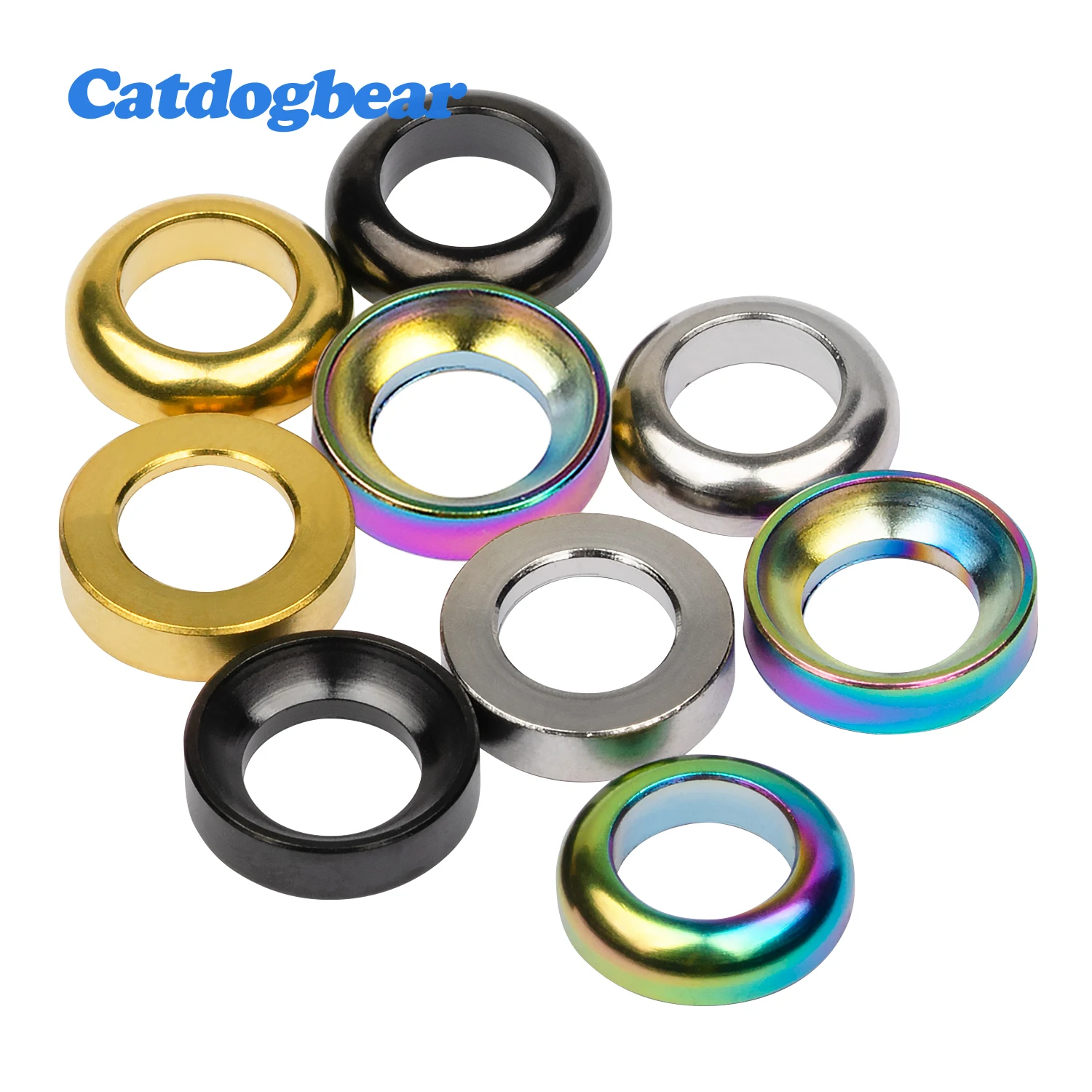 

Catdogbear 10PCS Titanium Bolt M6 Concave&Convex Washer Spacer for Mountain BMX Bike Brake Caliper Group Disc