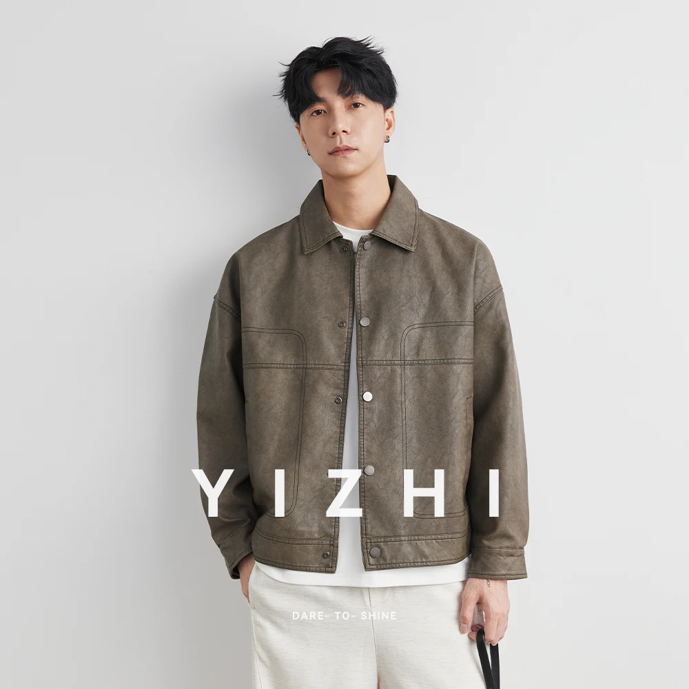 Fashion Men‘s Leather Jacket British Style 2025 Autumn Winter Retro Warm Solid Casual Slimming Short Jacket Coats Men Clothing