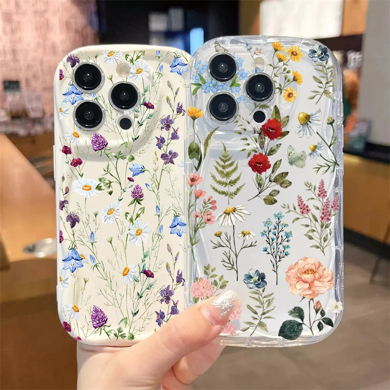 Милый чехол с цветочным узором и листьями для Xiaomi 17T 15T POCO X8 Pro Max X7 X6 Pro F8 F7 F6 M6 M7 X5 F4 15 Ultra, волнистый, противоударный