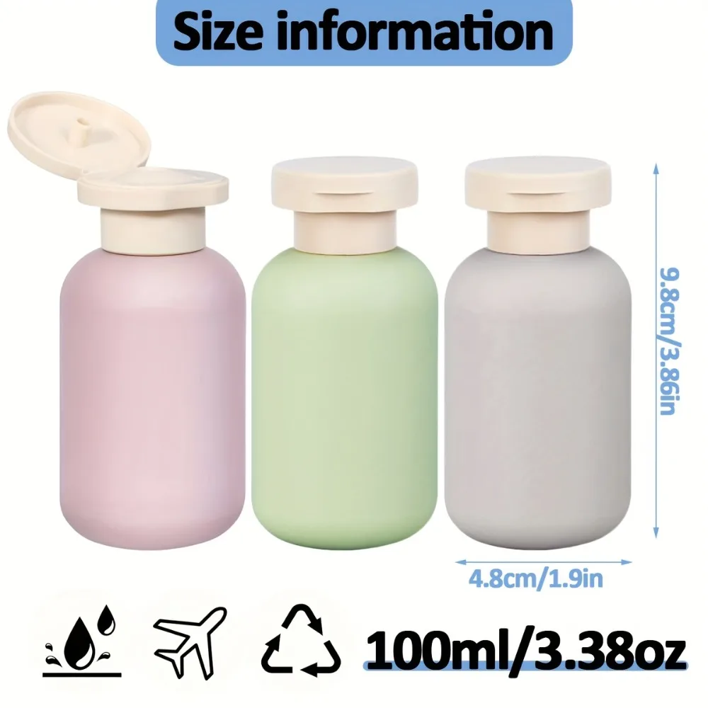 3 Stuks Hervulbare Draagbare Reisflessen 100 Ml Lekvrij Tsa Goedgekeurd Voor Shampoo Douchegel Zachte Knijpbuizen voor Reizen