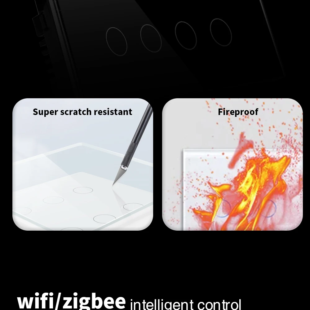 Zigbee Smart Touch Light Wall Switch 6/8/10gang Glass Panel Tuya App التحكم في المنزل بالكامل متوافق مع Alexa Google Home