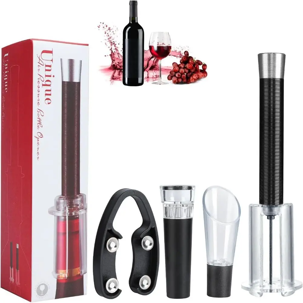 Bar Accessories Wine Bottle Opener Set Aluminum Alloy ABS Air Pump Cork Remover Kitchen Gadgets Vacuum Wine Bottle Corkscrew - view 3