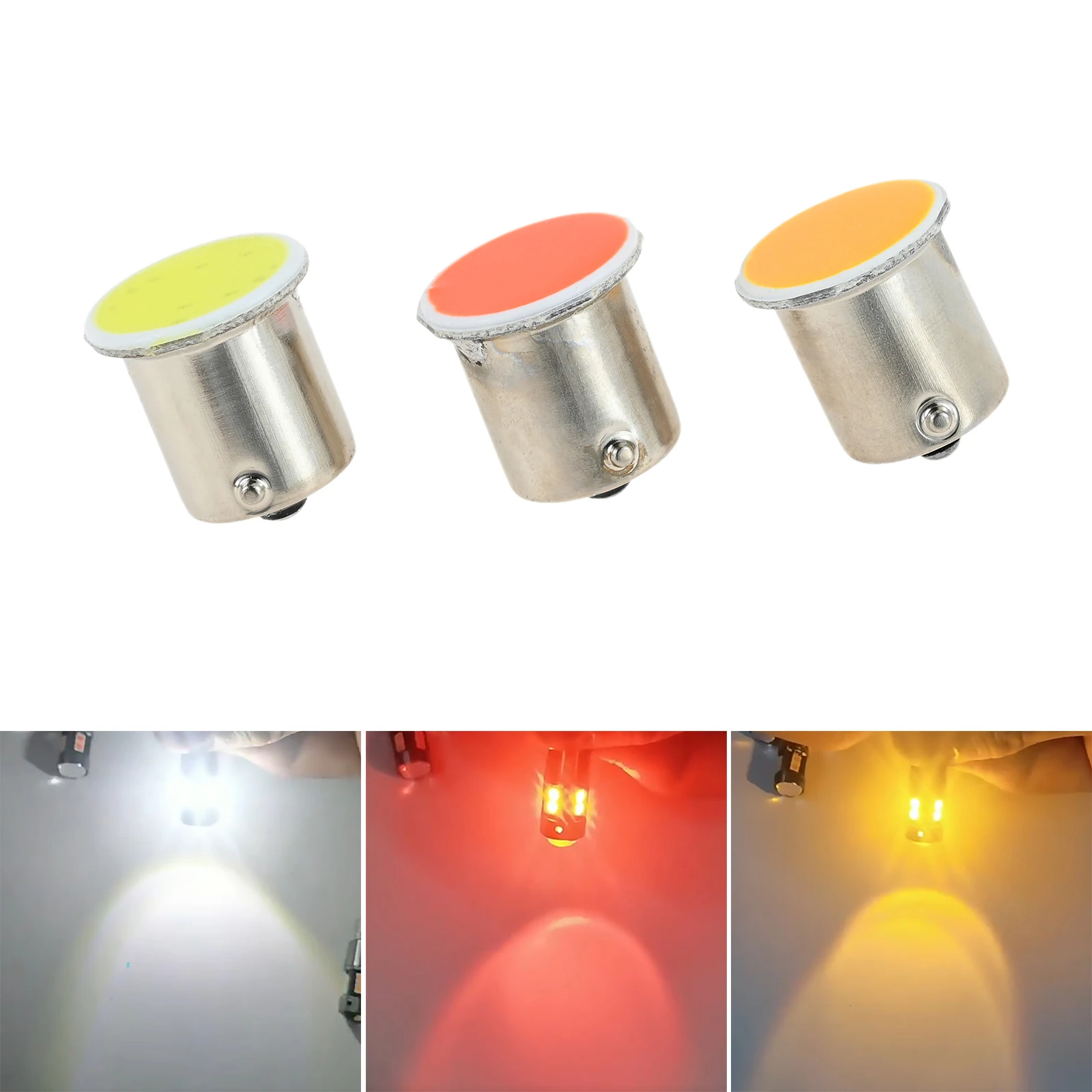 

10 Pcs 1156 COB car LED Bulb BA15S 1156 12V for Brake lights reverse lights turn signals White/Red/Yellow colors