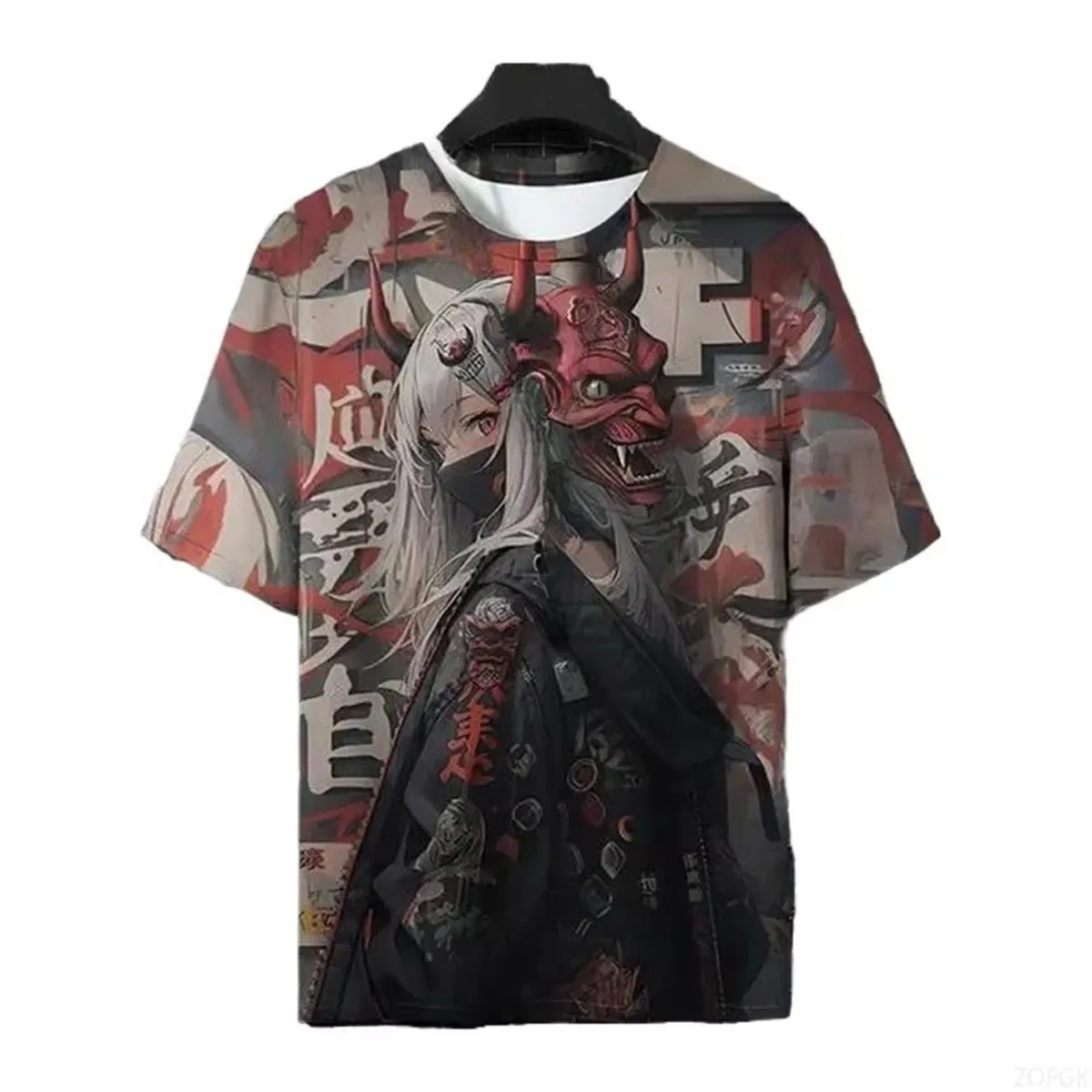 Japanese style samurai printed men's and women's summer casual short sleeved T-shirt top Y2K streetwear Harajuku men's clothing