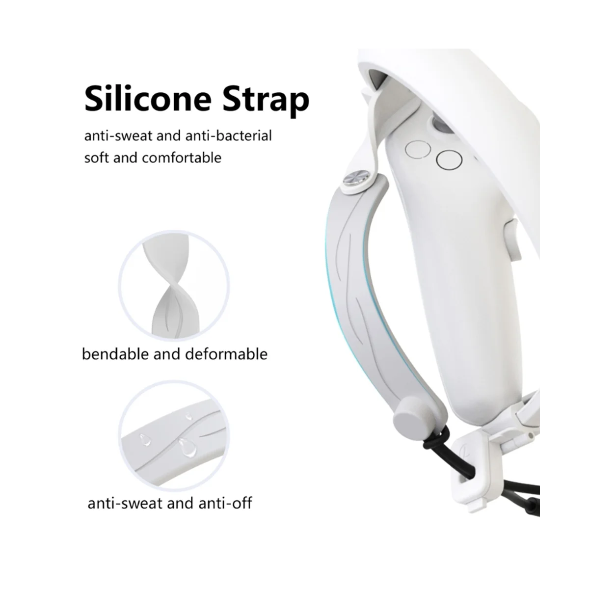 VR สายพานควบคุมหูฟังเกม Pico 4 VR ที่จับสำหรับแผ่นรองหน้าจอการรั่วไหลของแสงอุปกรณ์เสริม VR-สีเทาอ่อน