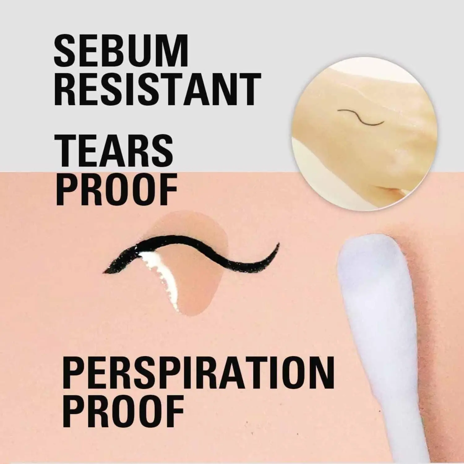 Wasserfeste Wimperntusche in Schwarz für lange lockige Wimpern + wischfreier flüssiger Eyeliner + sanfter ölfreier Entferner, 3-teiliges Set