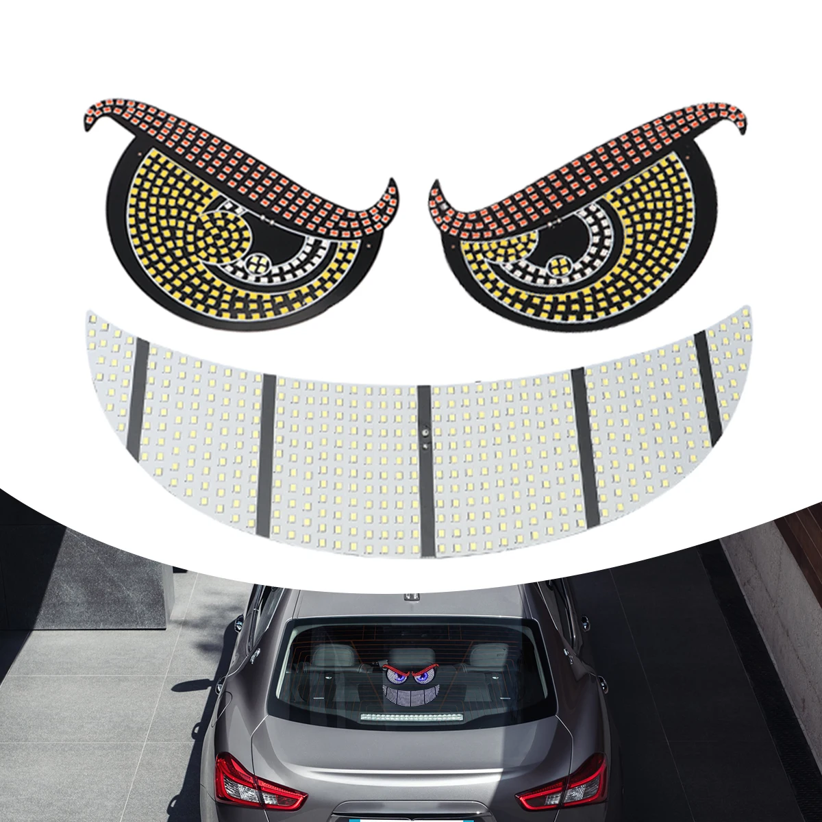 

USB Flashing Animation Led Eye Smile Display Pixel Panel Car Truck Front Rear Windshield Screen Light Automobile Accessories