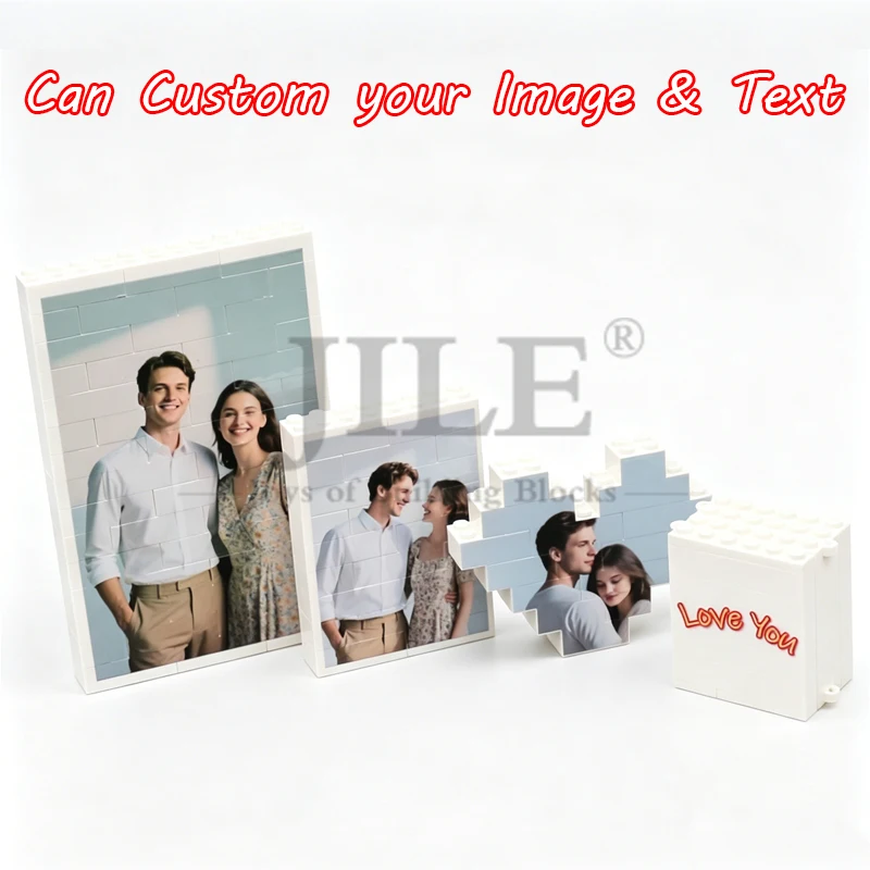 Personalisierter Ziegelstein-Fotorahmen, Geburtstags-Souvenir, Geschenk für Mama, Papa oder Sie, Weißer Puzzle-Rahmen für Jede Gelegenheit, DIY – Detail 3