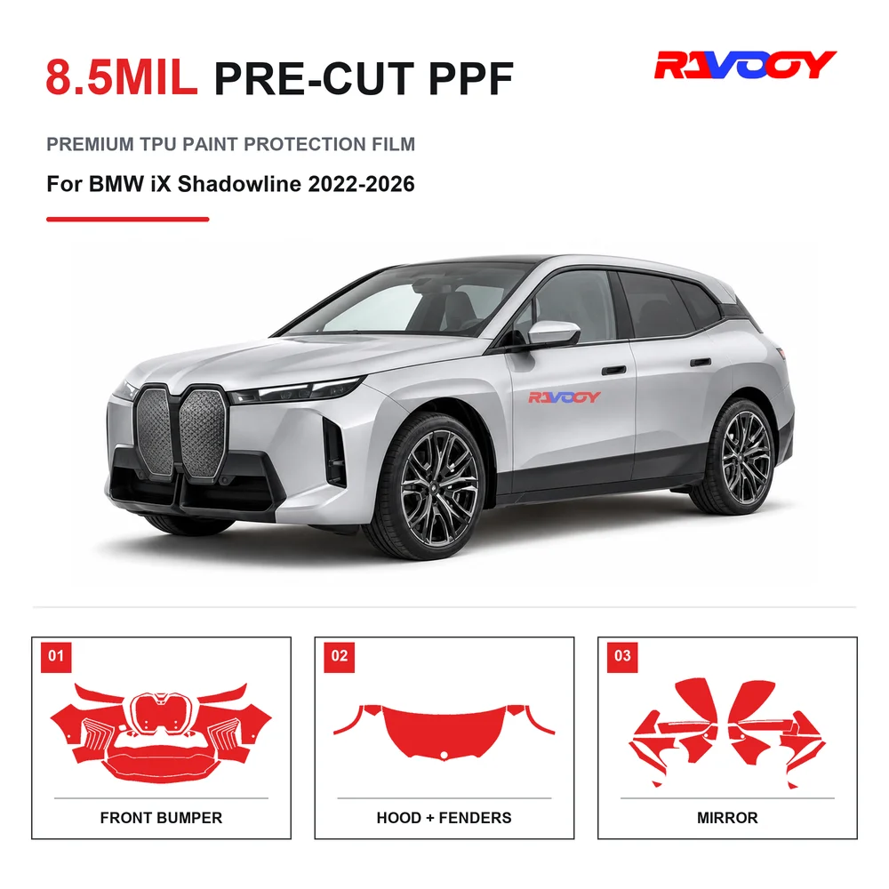 Precut PPF For BMW iX Shadowline 2022-2026 8.5mil TPU Clear Paint Protection Film Self Healing Hydrophobic UV Stone Chip Guard