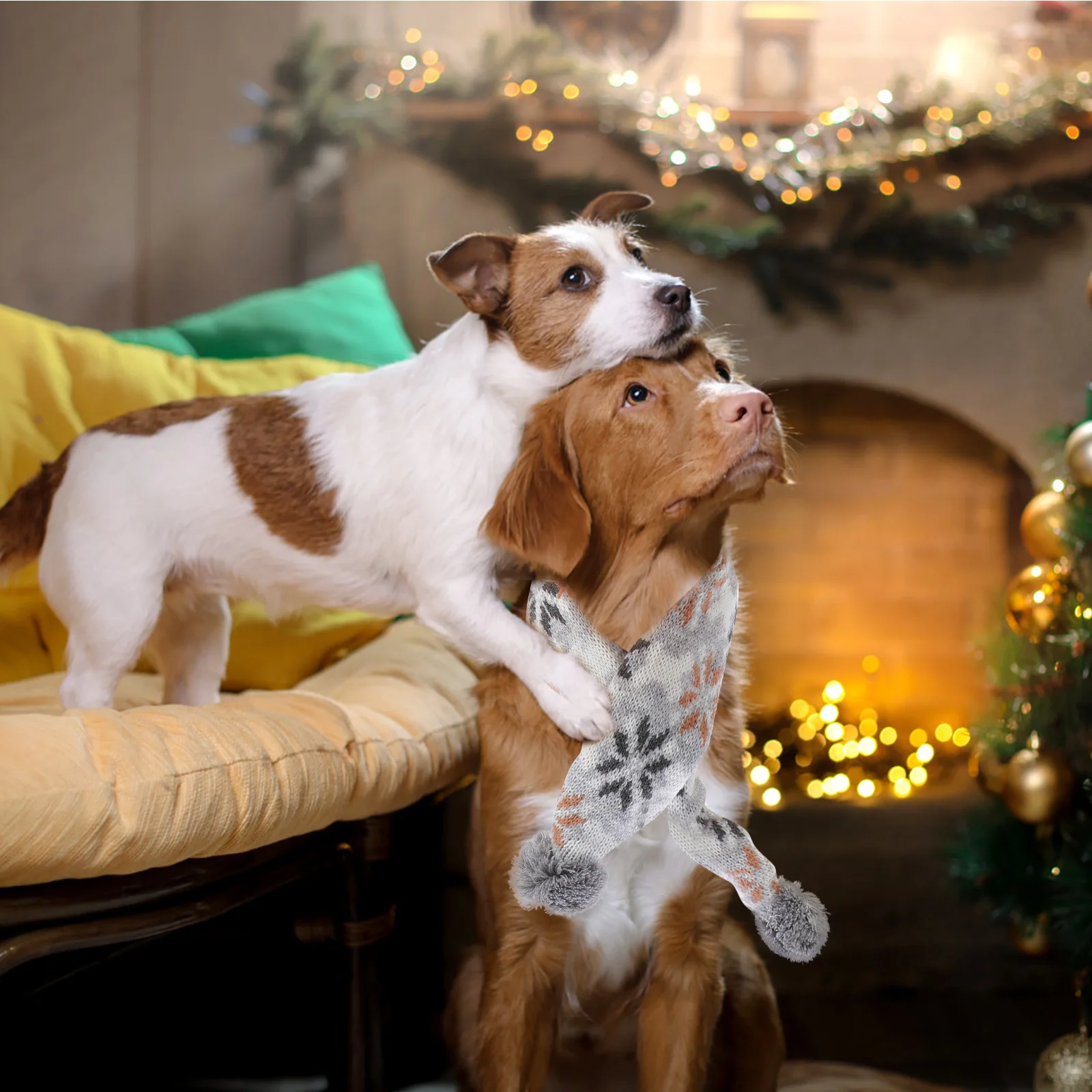 

Xmas Pet Accessories Dog Hat and Scarf Set Christmas Costume Supplies Eyecatching Attractive Long Lasting Use Pet Scarf and Hat