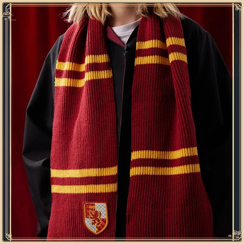 MINISO HarryS Potter Thick Knitted Scarf Hufflepuff Ravenclaw Slytherin Gryffindor Four Colleges Autumn and Winter Warm Scarf