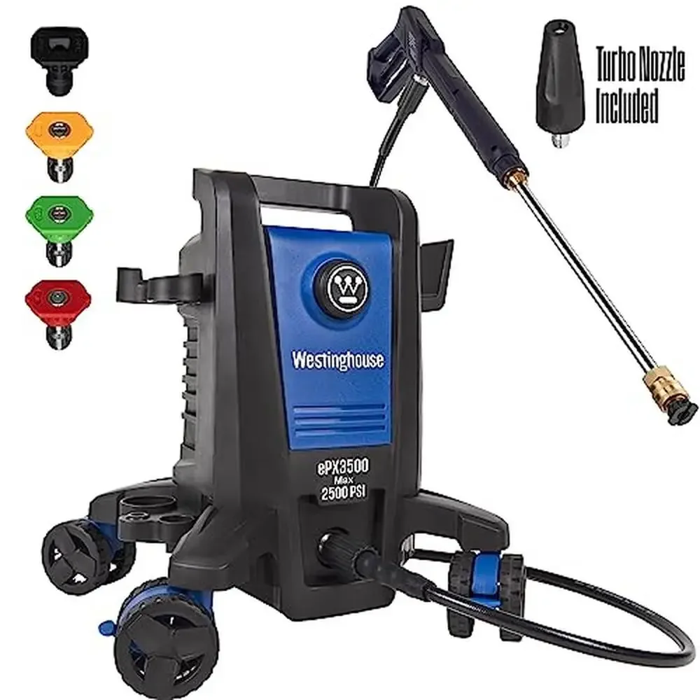 

Electric Pressure Washer 2500 PSI 1.76 GPM Anti-Tipping Technology Soap Tank Pro-Style Wand 360° Steering Design Lightweight &