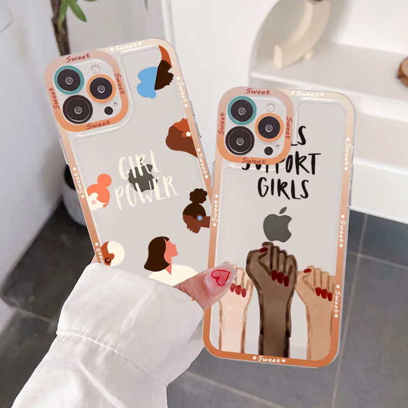 FHNBLJ Feminist Feminism Aesthetics Girl Power Phone Case for iPhone 11 12 13 Mini Pro Max 14 Pro Max Case shell